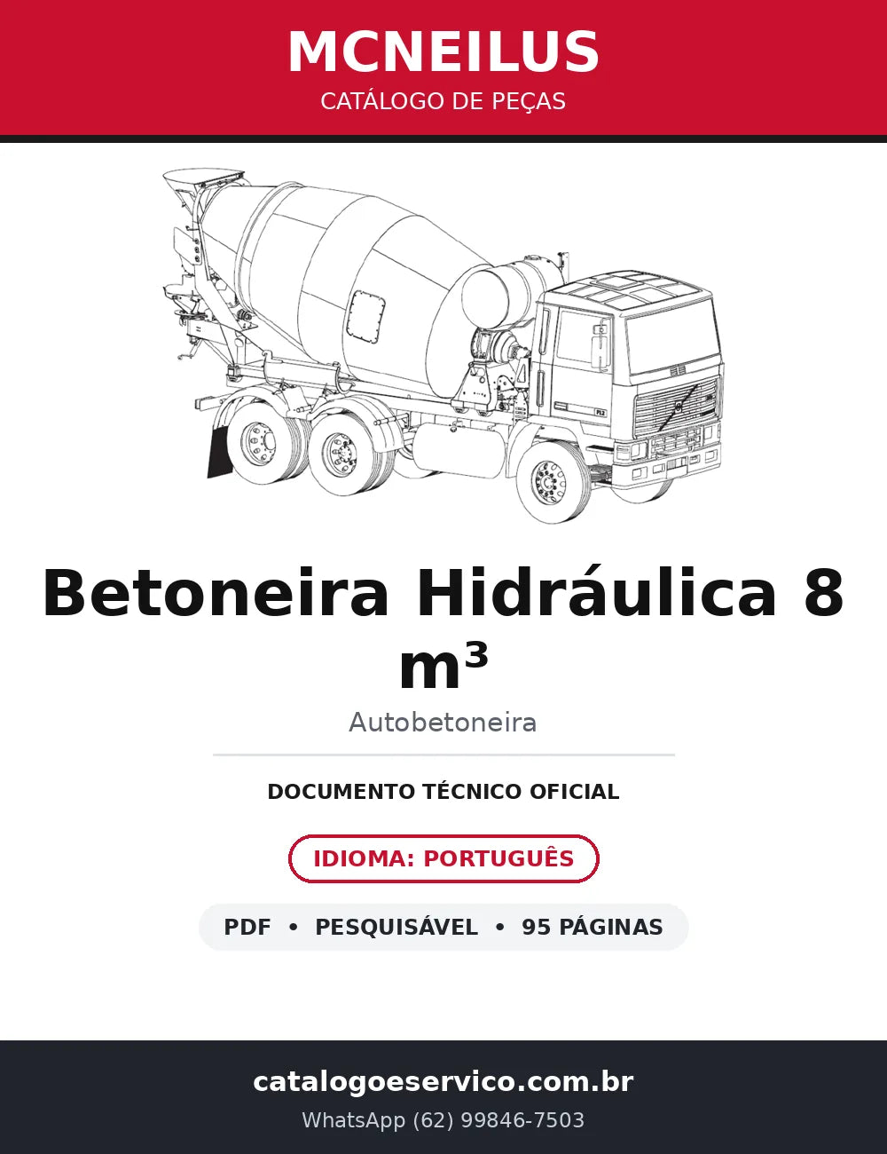 Catálogo de Peças McNeilus Betoneira Hidráulica 8 m³ — Balão, Redutor ZF e Motor Eaton — capa