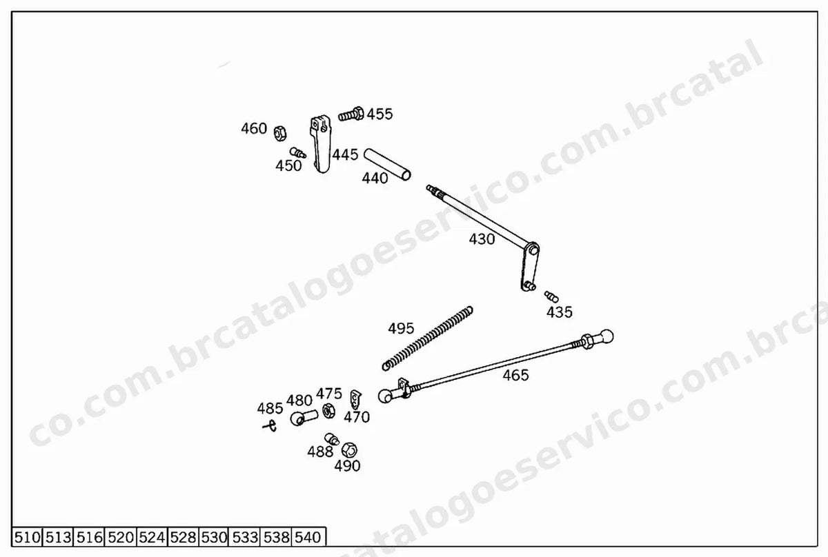 Vista explodida 2 do Catálogo de Peças Mercedes-Benz L 608 D, LO 608 D, 708 e 508