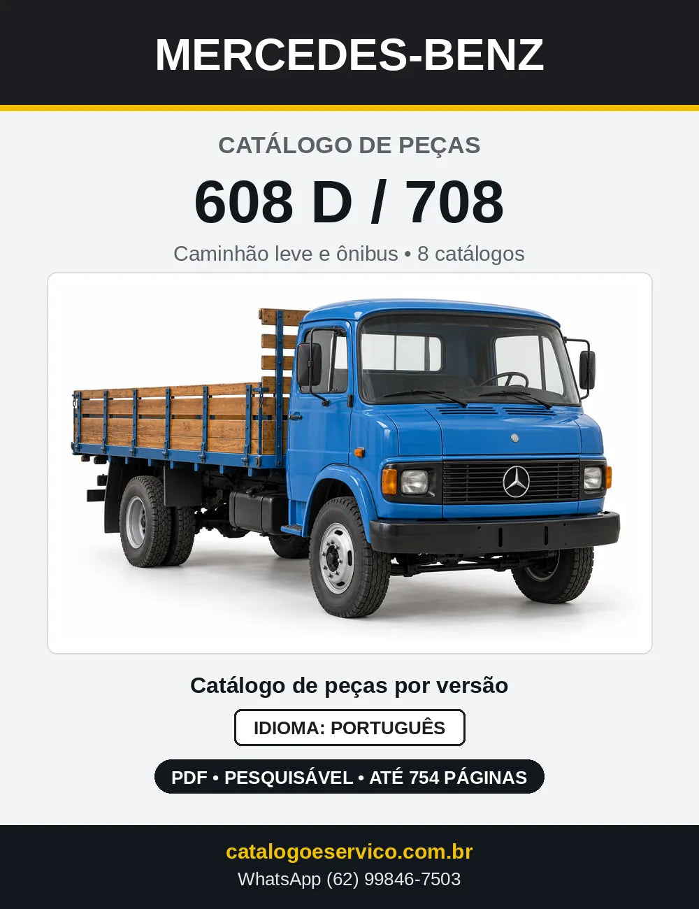 Capa do Catálogo de Peças Mercedes-Benz L 608 D, LO 608 D, 708 e 508 em PDF