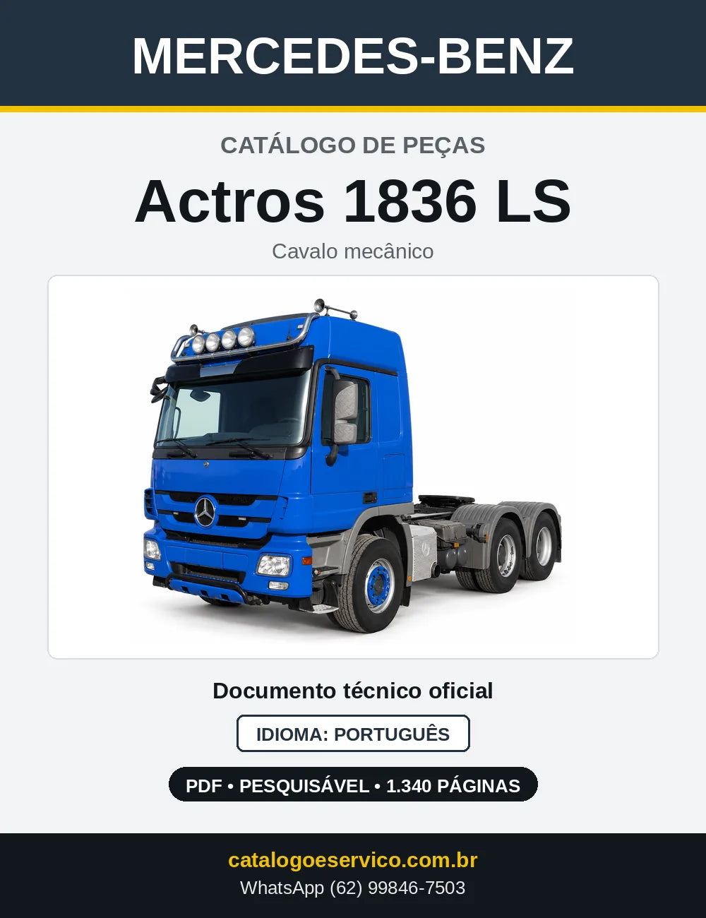 Capa do Catálogo de Peças Mercedes-Benz Actros 1836 LS