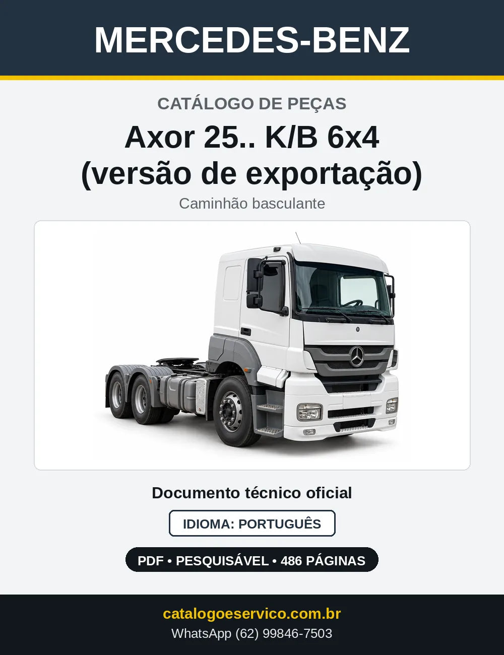 Capa do Catálogo de Peças Mercedes-Benz Axor 25.. K/B 6x4 (versão de exportação)
