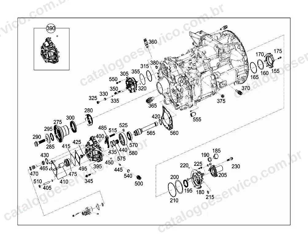 Vista explodida do Catálogo de Peças Mercedes-Benz Axor 2523 R 6x2 (versão de exportação) (2)