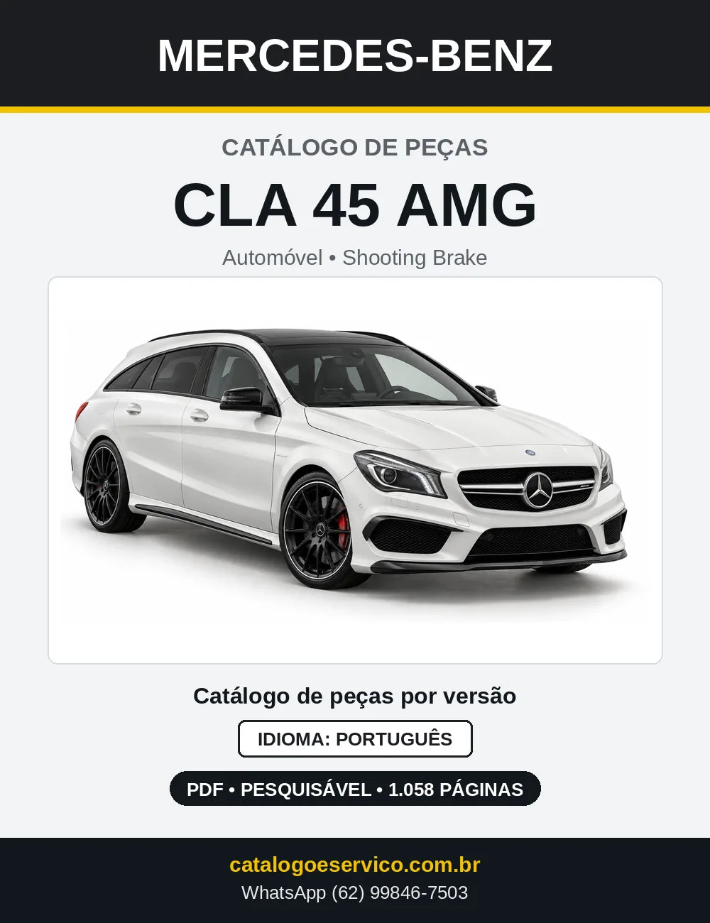 Capa do Catálogo de Peças Mercedes-Benz CLA 45 AMG Shooting Brake em PDF