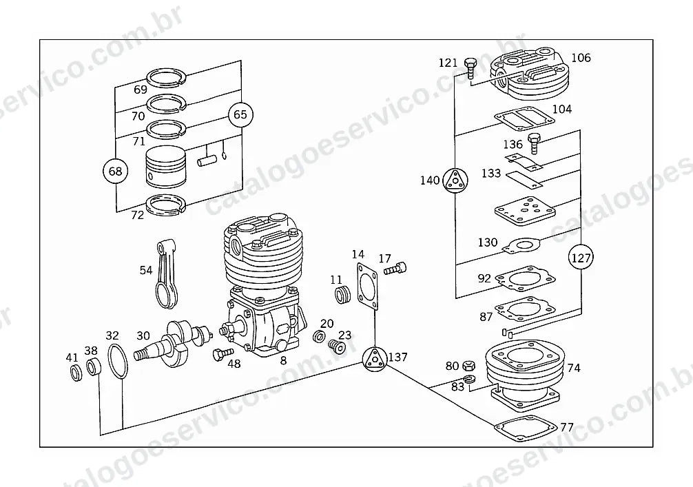 Vista explodida do Catálogo de Peças Mercedes-Benz L 1419 (versão Argentina) (2)