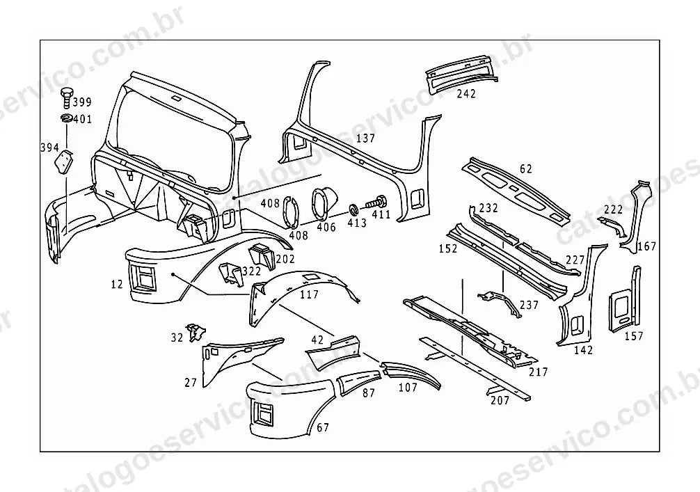 Vista explodida do Catálogo de Peças Mercedes-Benz L 1518 e LS 1518 (2)