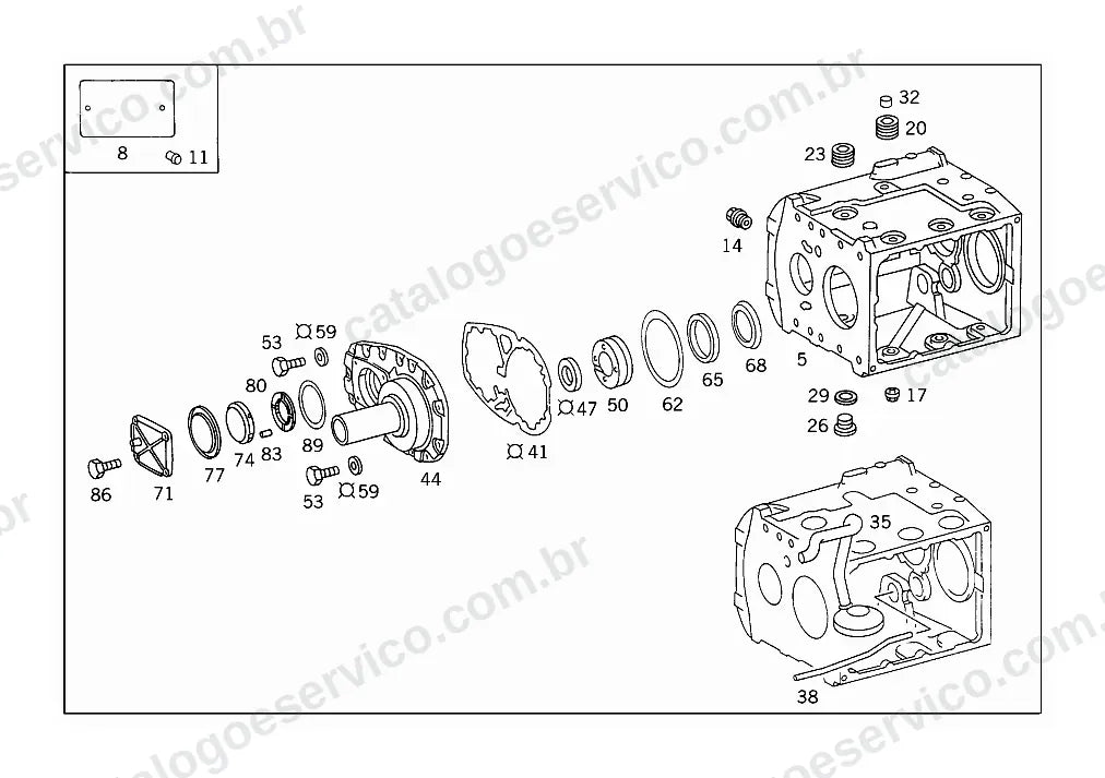 Vista explodida do Catálogo de Peças Mercedes-Benz L 2325, L 2425 e LA 2425 (1)