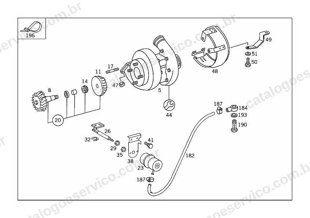 Vista explodida do Catálogo de Peças Mercedes-Benz LA 1215 (versão Argentina) (2)