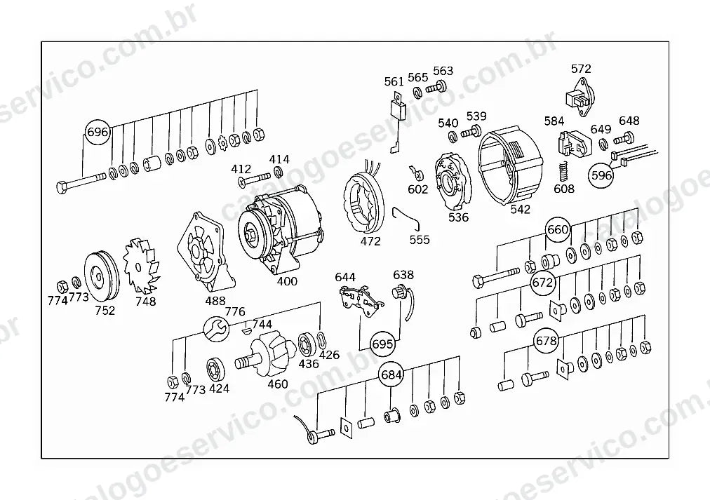 Vista explodida do Catálogo de Peças Mercedes-Benz LG 1819 e LG 1820 (1)