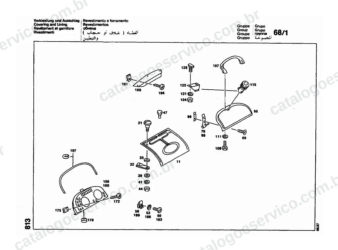 Vista explodida do Catálogo de Peças Mercedes-Benz LK 1313, LK 1314 e LK 1316 (3)