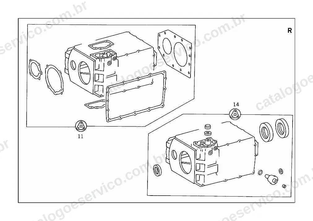 Vista explodida do Catálogo de Peças Mercedes-Benz LS 1418 (versão EUA) (1)