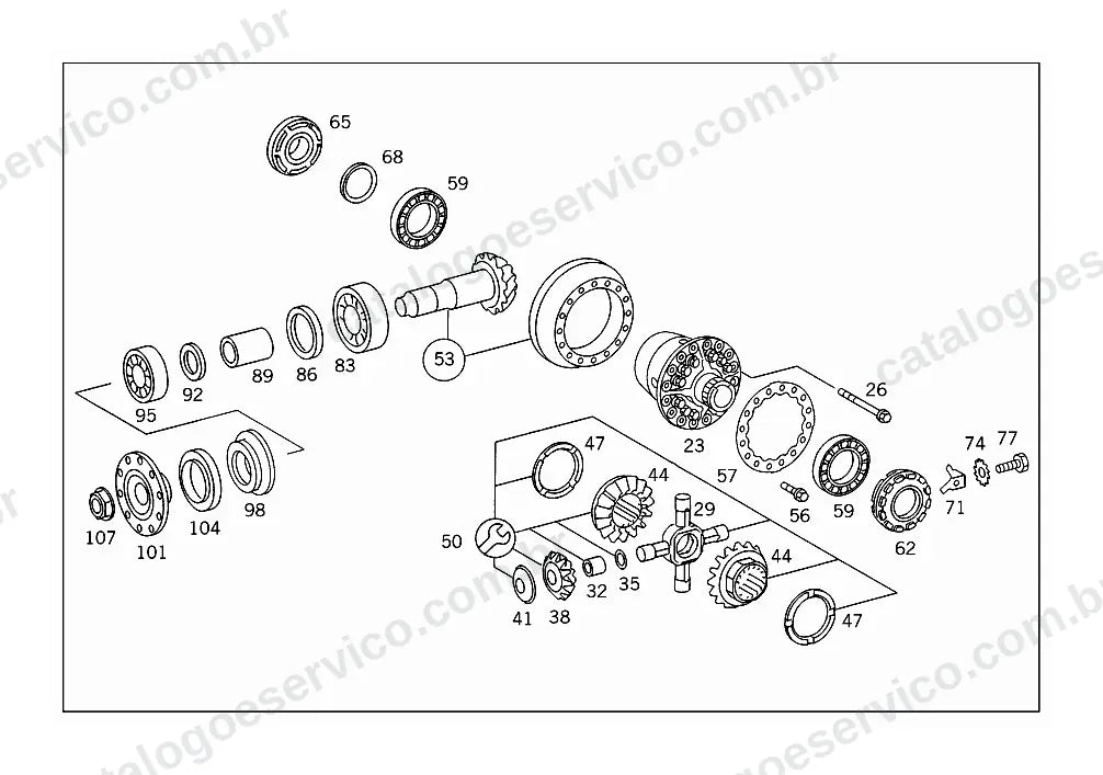 Vista explodida do Catálogo de Peças Mercedes-Benz LS 1924 A e LS 1929 (4)