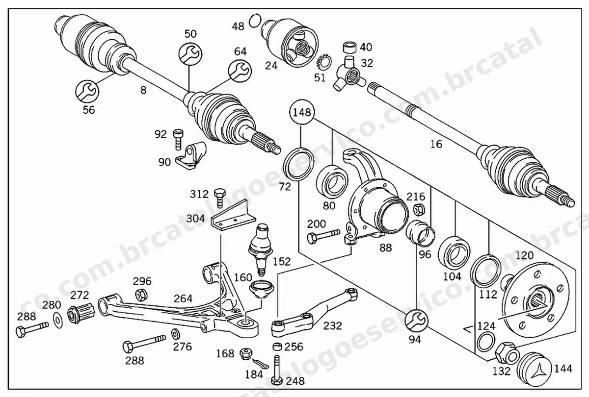 Vista explodida 4 do Catálogo de Peças Mercedes-Benz MB 180, MB 160 e MB 140