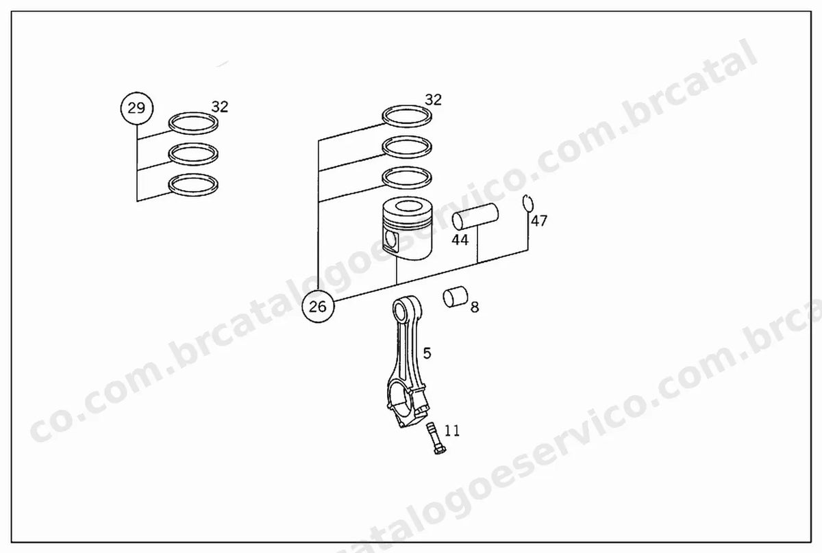 Vista explodida 2 do Catálogo de Peças Mercedes-Benz MB 500, 700, 800, 8000 e MBO