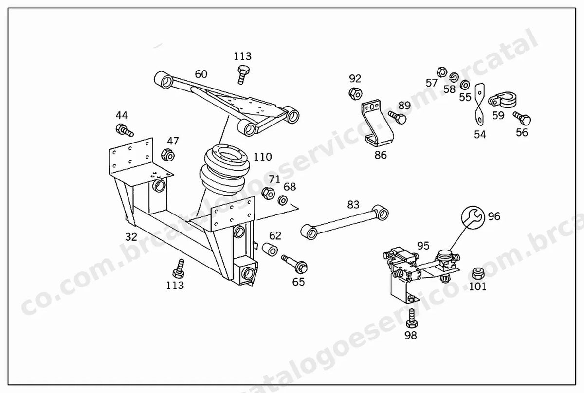 Vista explodida 1 do Catálogo de Peças Mercedes-Benz 1114
