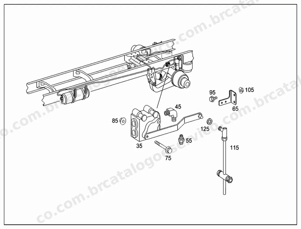 Vista explodida 4 do Catálogo de Peças Mercedes-Benz MBO 1019/44