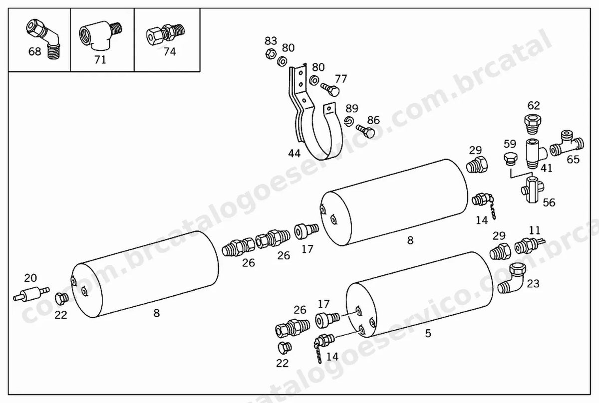 Vista explodida 2 do Catálogo de Peças Mercedes-Benz MBO 1418