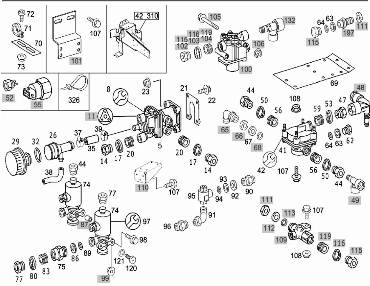 Mercedes-Benz O 500 RSD 2036/2236/2436 - vista explodida sistema de freios