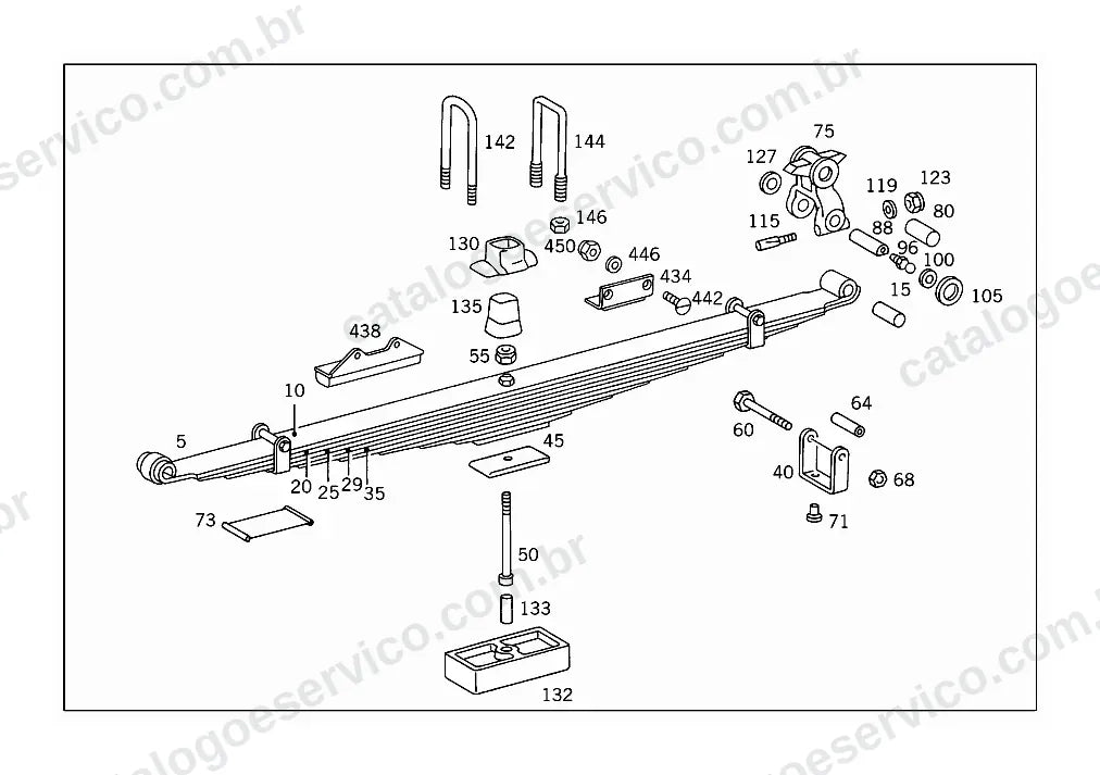 Vista explodida do Catálogo de Peças Mercedes-Benz OH 1313, OH 1314 e OH 1316 (4)