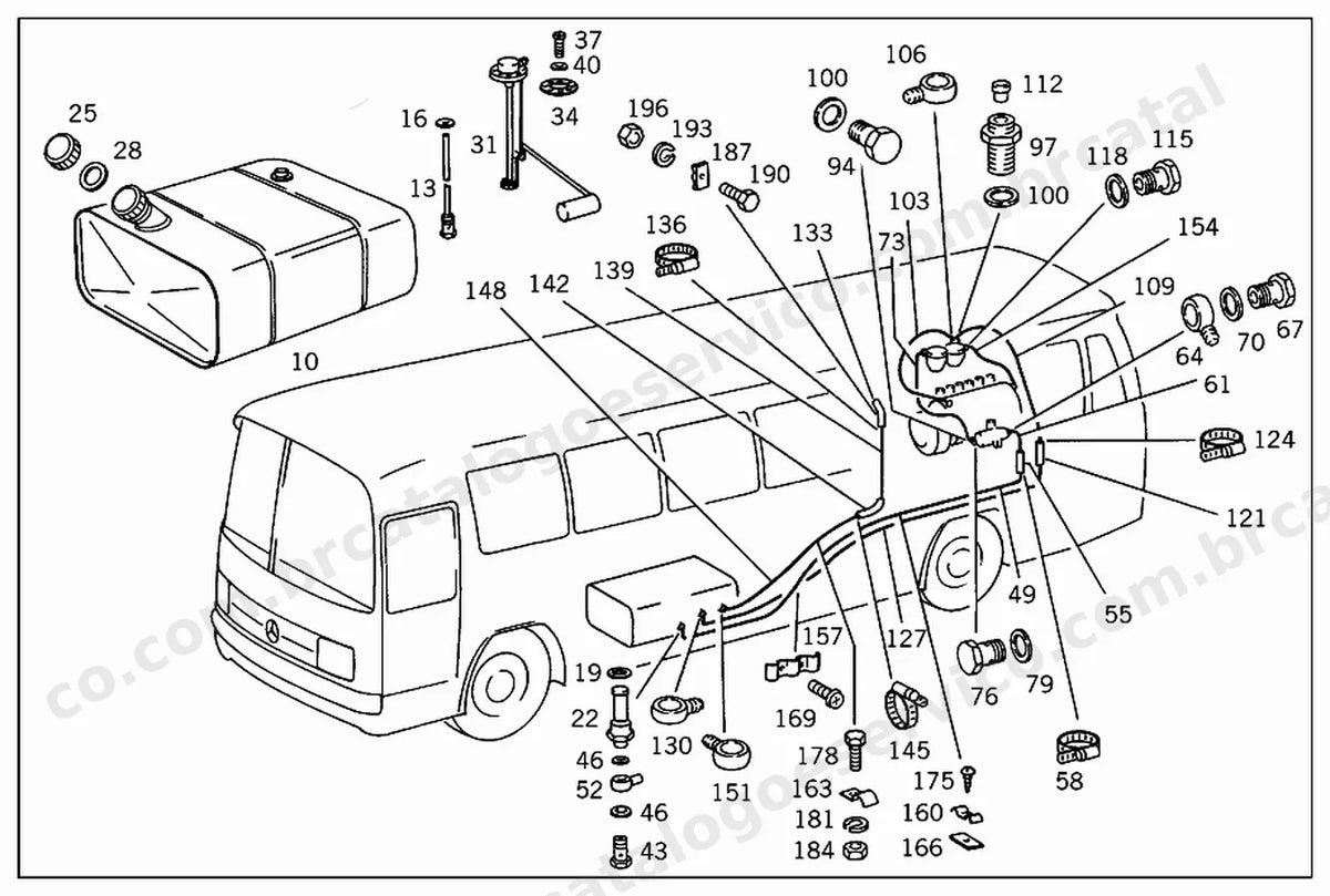 Vista explodida 3 do Catálogo de Peças Mercedes-Benz O 140
