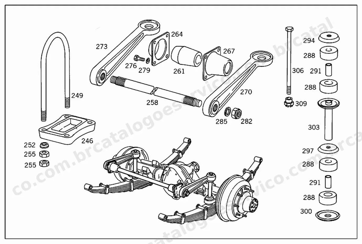 Vista explodida 2 do Catálogo de Peças Mercedes-Benz O 170-UE