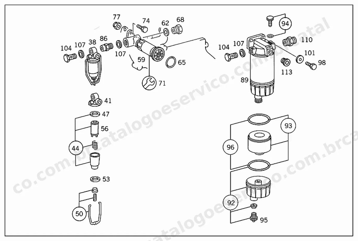 Vista explodida 2 do Catálogo de Peças Mercedes-Benz O 400 RSD BUGGY