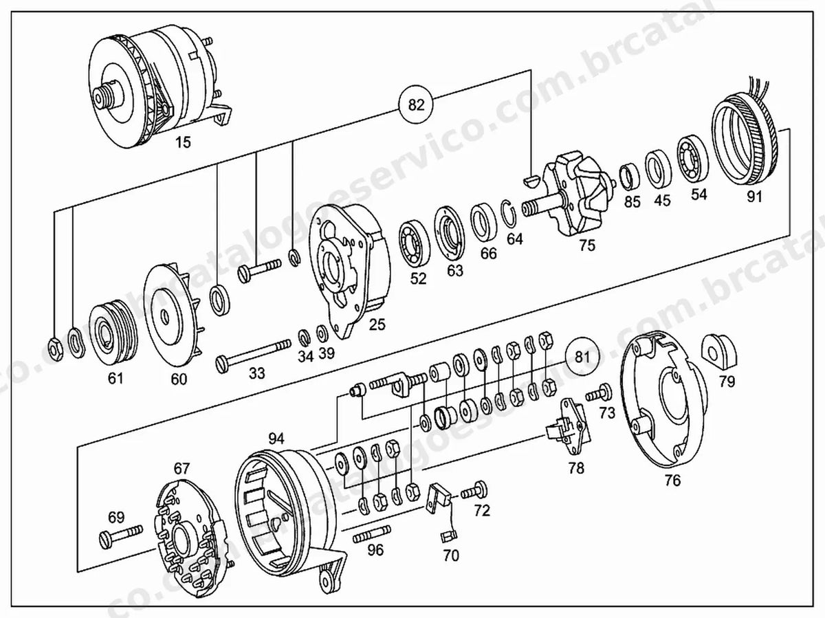Vista explodida 1 do Catálogo de Peças Mercedes-Benz O 500 RS 1941