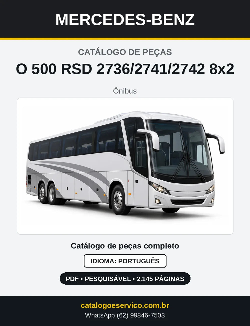 Capa do Catálogo de Peças Mercedes-Benz O 500 RSD 2736/2741/2742 8x2 em PDF