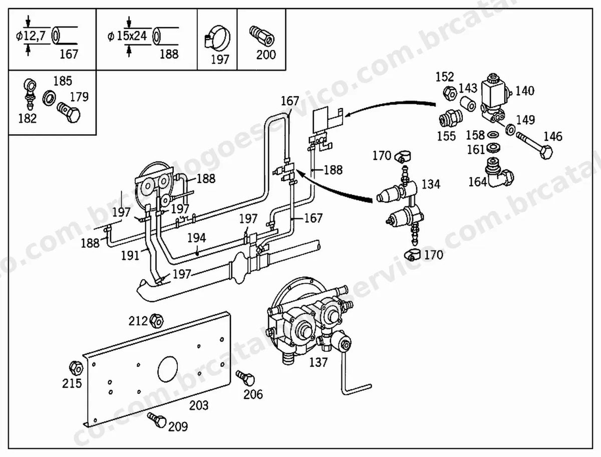 Vista explodida 1 do Catálogo de Peças Mercedes-Benz OH 1625 L e OH 1628 L