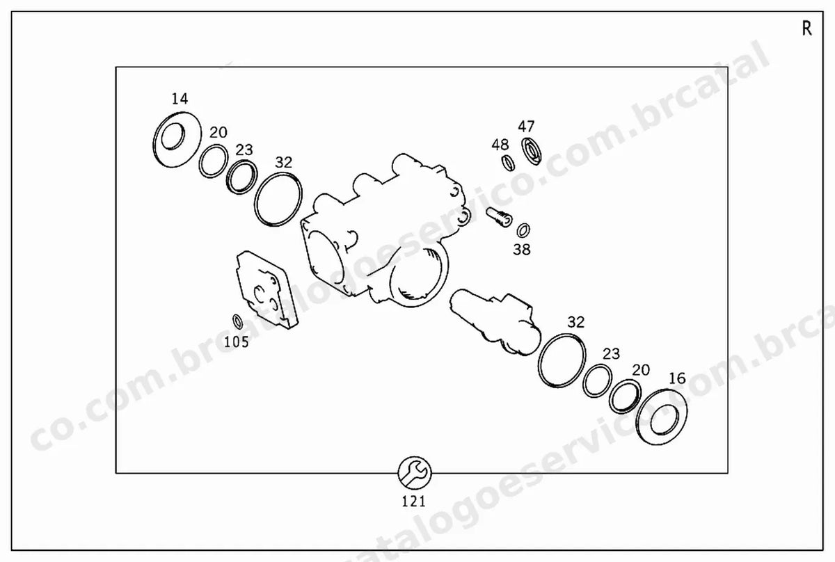 Vista explodida 2 do Catálogo de Peças Mercedes-Benz OH 1625 L e OH 1628 L