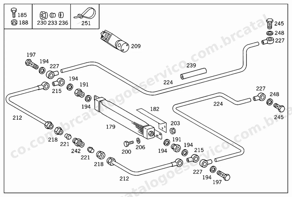 Vista explodida 1 do Catálogo de Peças Mercedes-Benz OH 1635 L