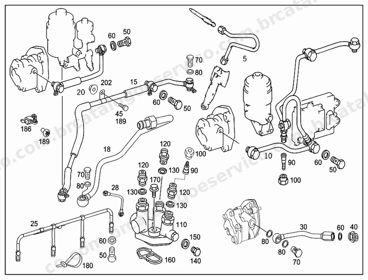 Vista explodida 1 do Catálogo de Peças Mercedes-Benz OMC 1419, OMC 1423, OMC 1425, OMC 1426, OMC 1623, OMC 1625 e OMC 1626