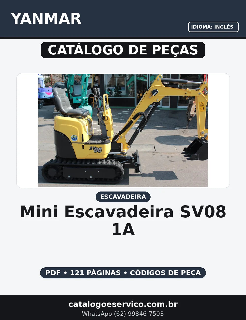 CATALOGO DE PEÇAS MINI ESCAVADEIRA YANMAR - SV08-1A — capa do catálogo de peças