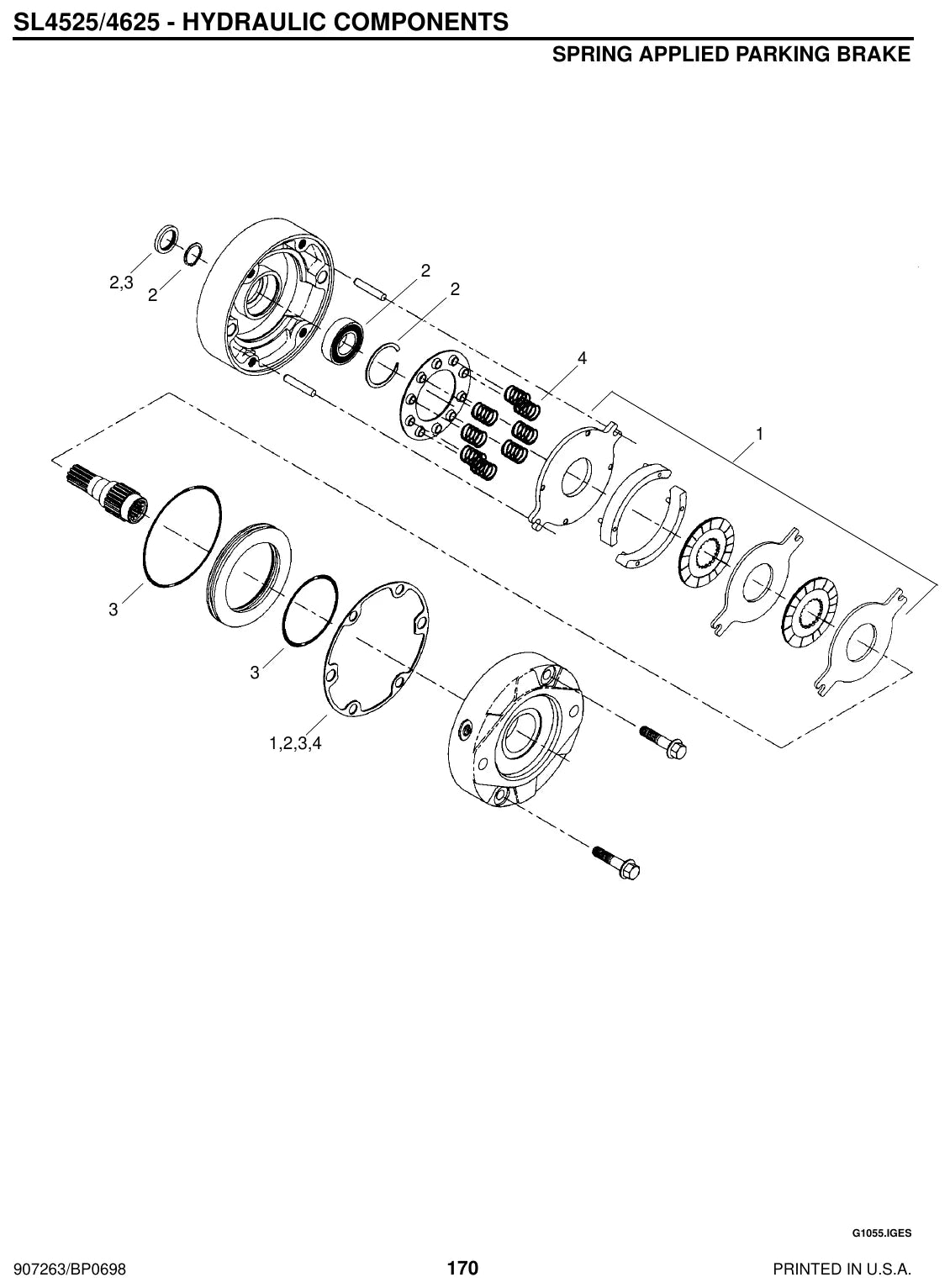 Página interna do Catálogo de Peças Gehl 4525 / 4625 — Minicarregadeira (skid loader)