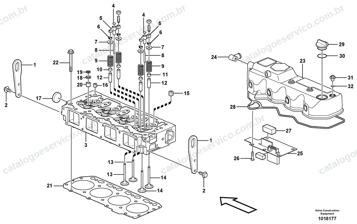 Vista explodida – motor – Catálogo de Peças Volvo MC90B
