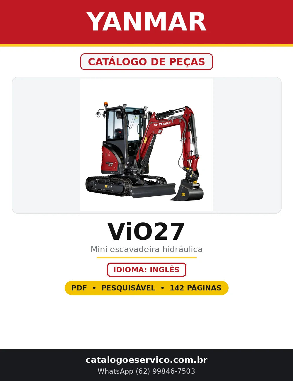 Capa do Catálogo de Peças Yanmar ViO27 em PDF com 142 páginas