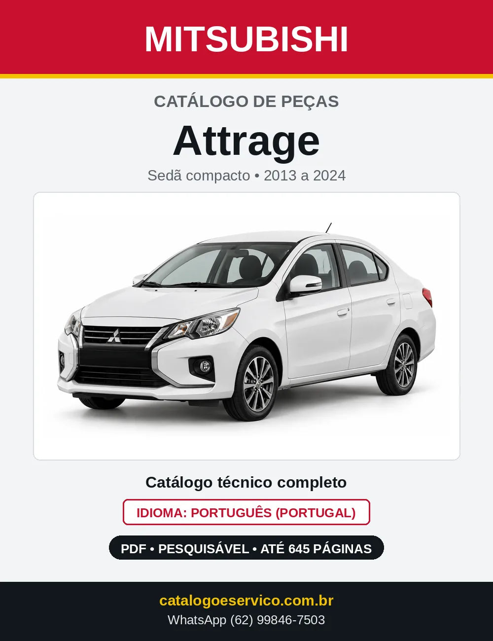 Capa do Catálogo de Peças Mitsubishi Attrage em PDF