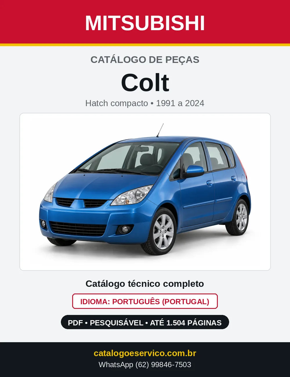 Capa do Catálogo de Peças Mitsubishi Colt em PDF