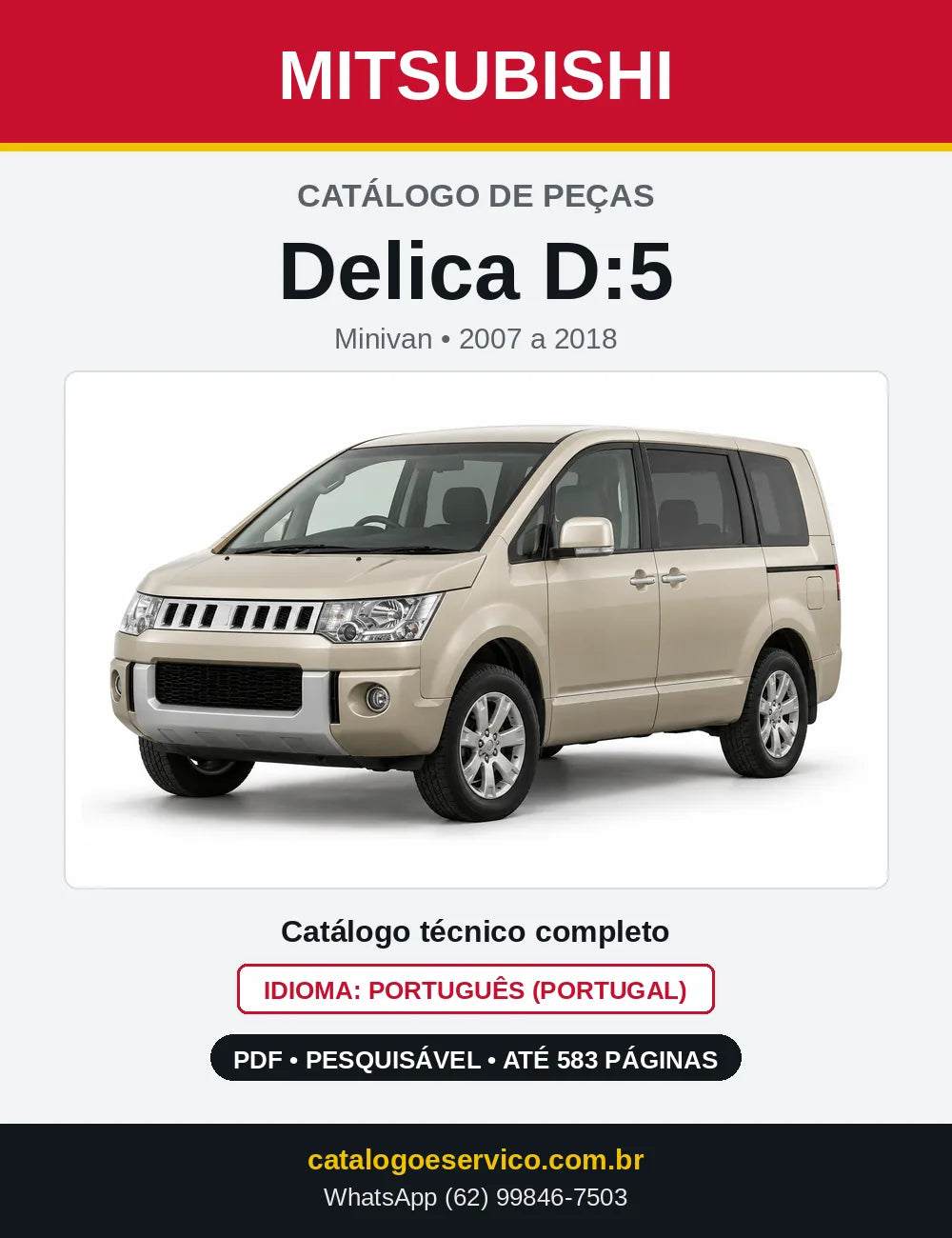 Capa do Catálogo de Peças Mitsubishi Delica D:5 em PDF