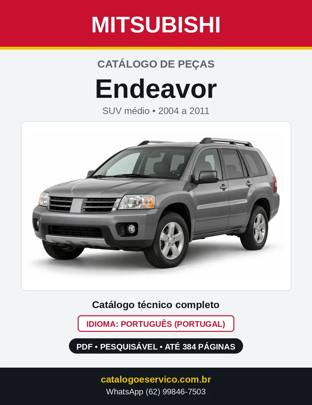 Capa do Catálogo de Peças Mitsubishi Endeavor em PDF