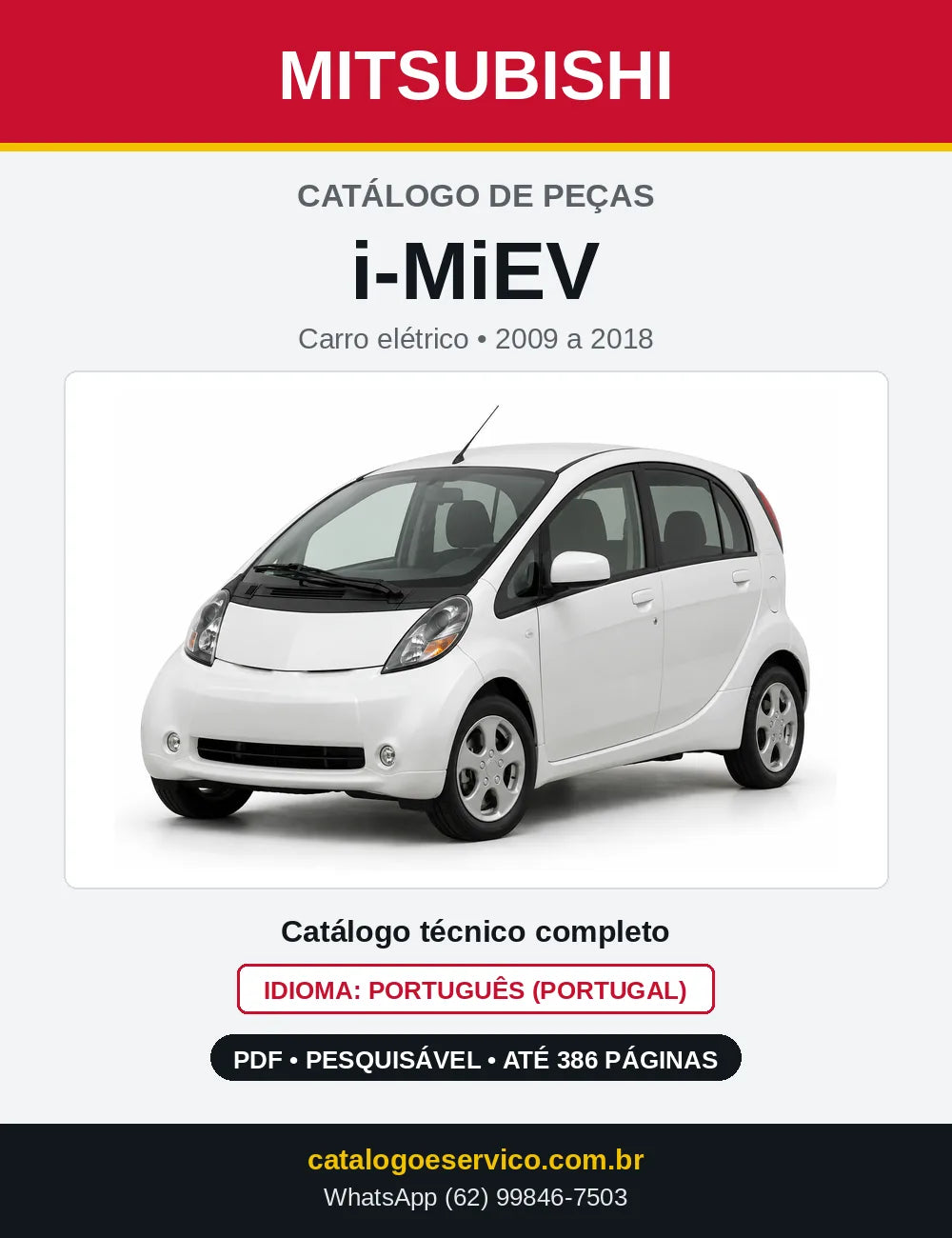 Capa do Catálogo de Peças Mitsubishi i-MiEV em PDF