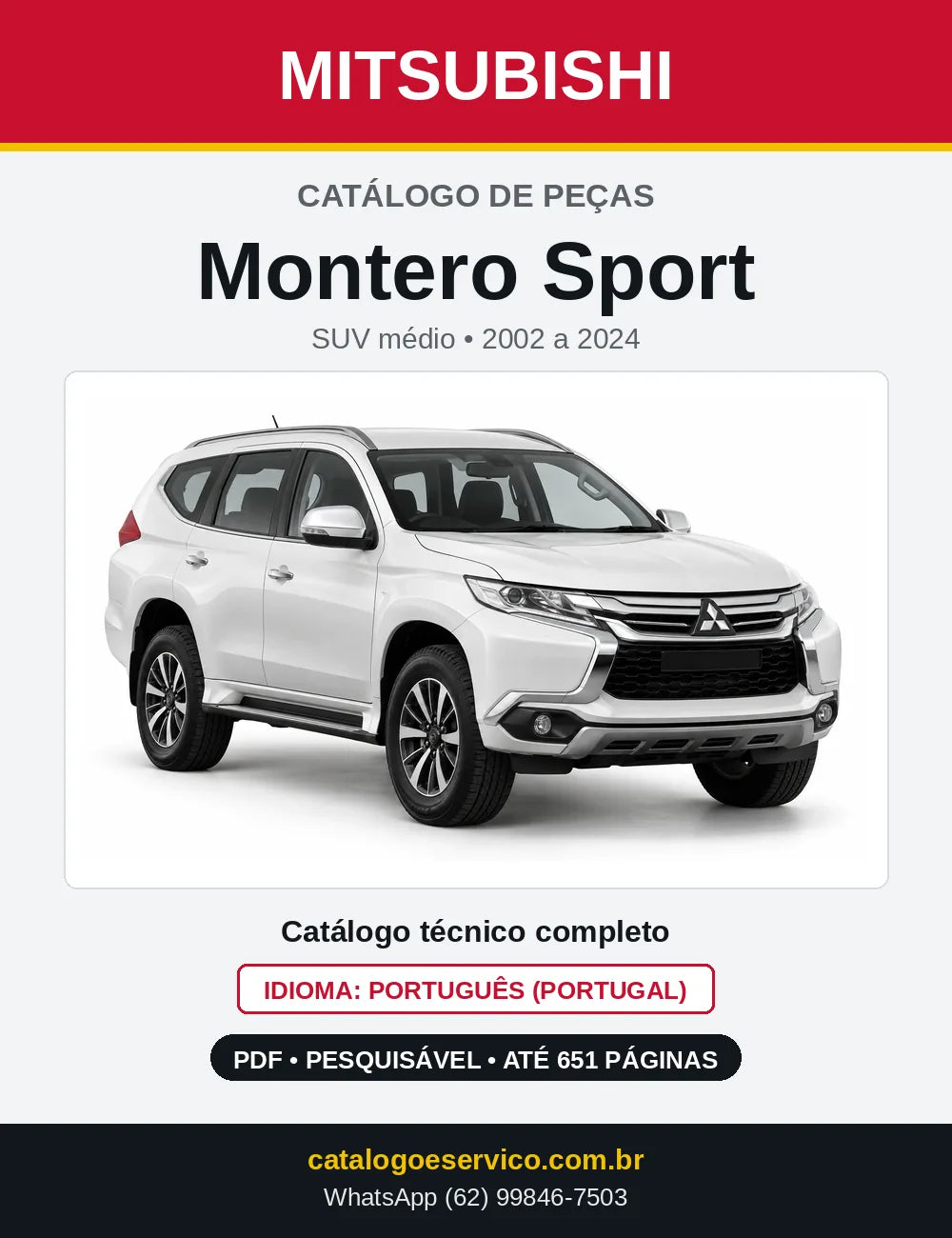 Capa do Catálogo de Peças Mitsubishi Montero Sport em PDF
