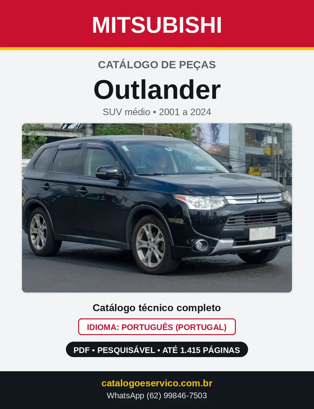 Capa do Catálogo de Peças Mitsubishi Outlander em PDF