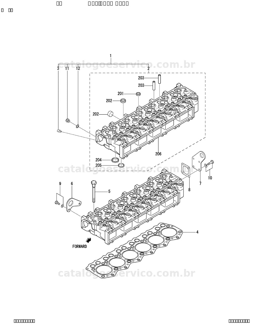 Vista explodida do catálogo de peças S6S-DT — exemplo 1