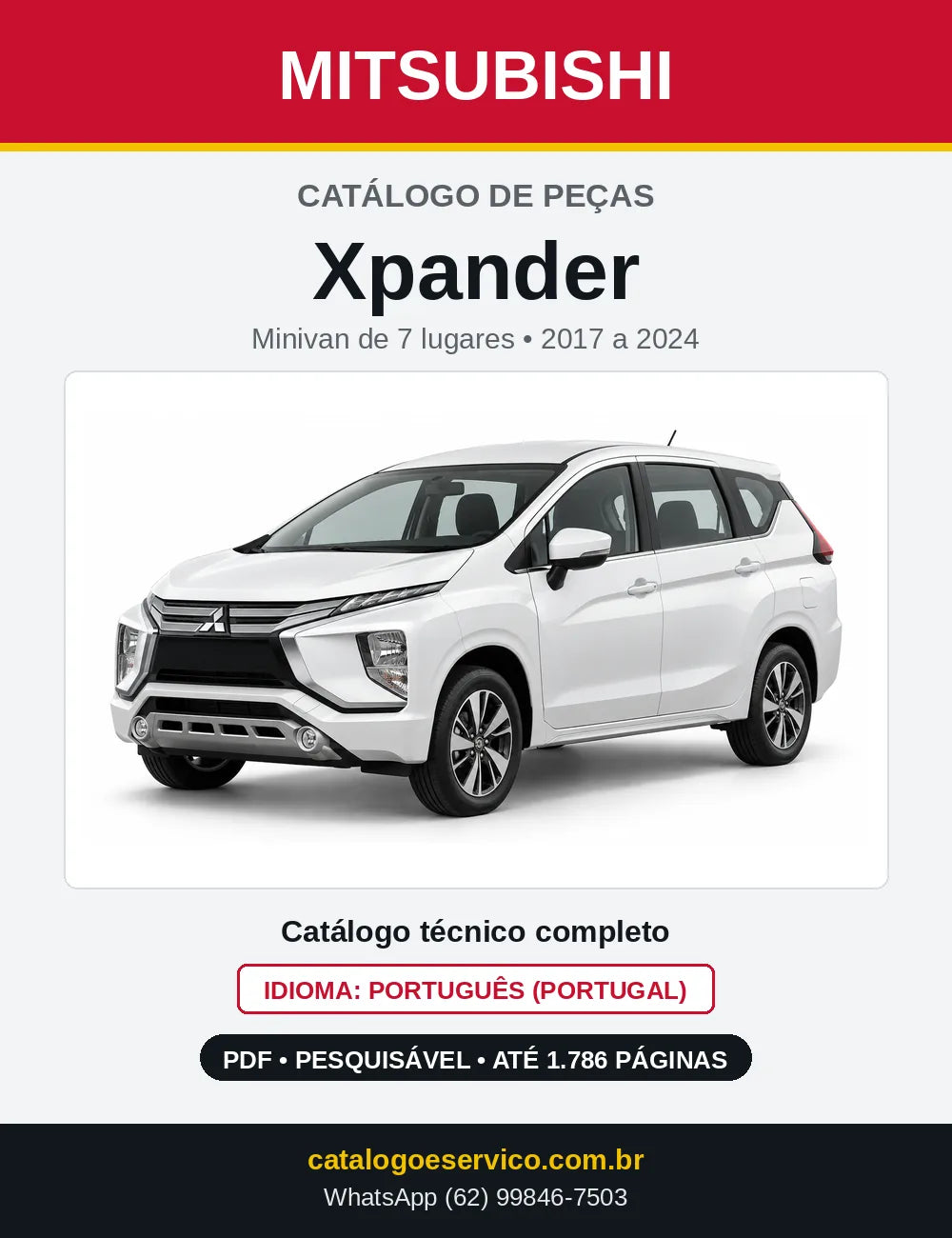 Capa do Catálogo de Peças Mitsubishi Xpander em PDF