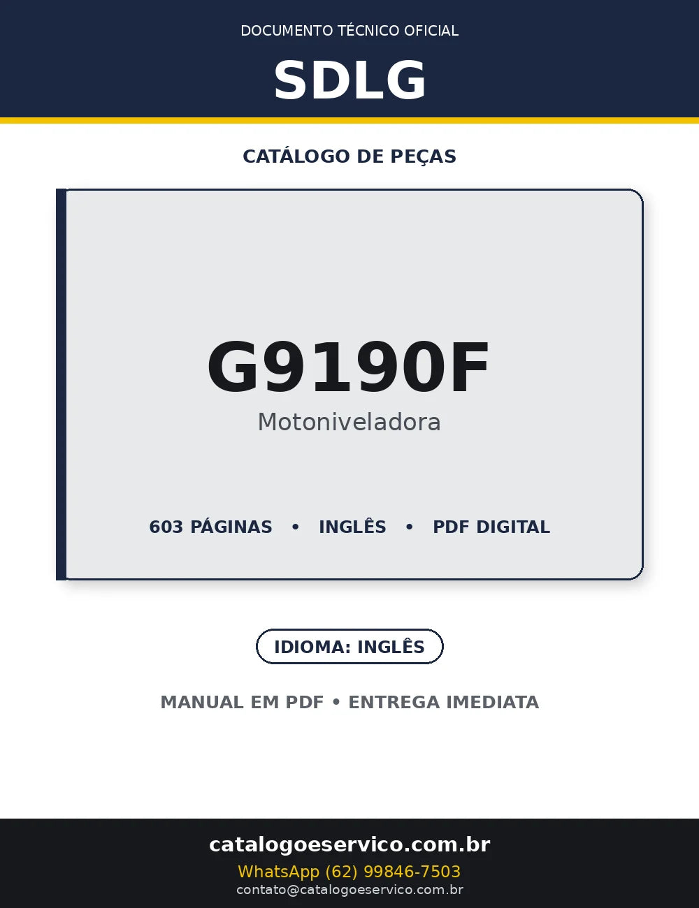 Catálogo de Peças SDLG G9190F Motoniveladora — 381 Páginas em PDF — capa