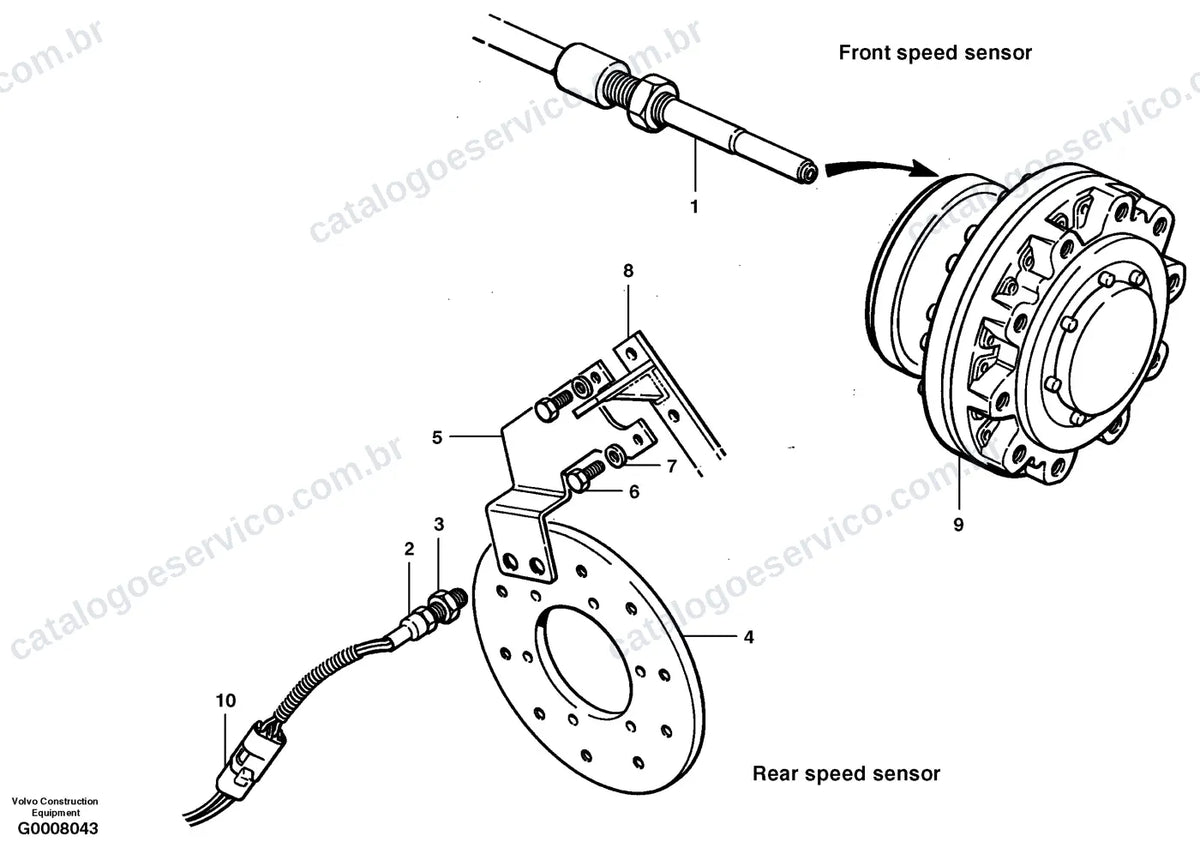 Vista explodida – transmissão de força – Catálogo de Peças Volvo G710 e G710 VHP