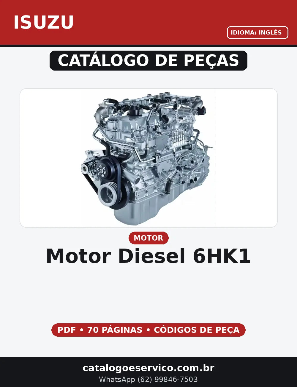 CATALOGO DE PEÇAS MOTOR DIESEL 6HK1 ISUZU — capa do catálogo de peças