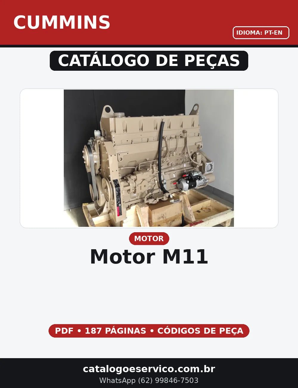 CATALOGO DE PEÇAS MOTOR M11 CUMMINS — capa do catálogo de peças