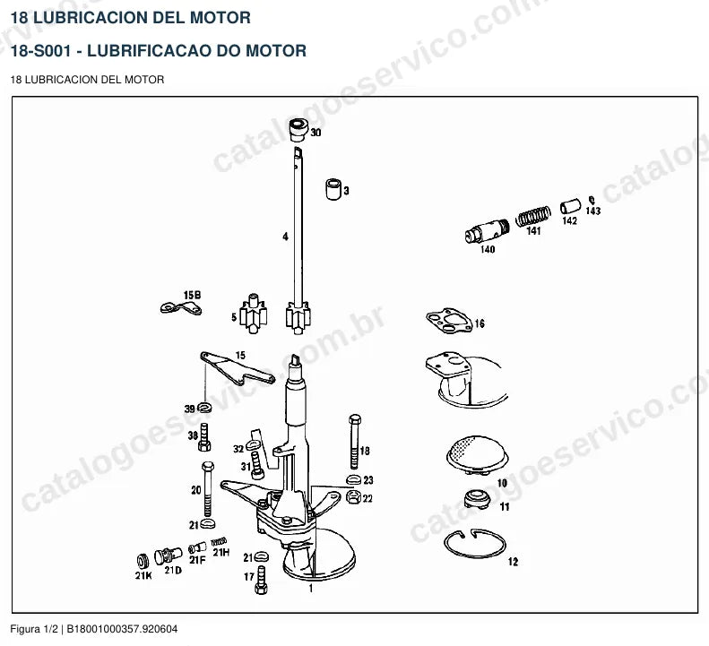 Vista explodida do catálogo de peças do motor Mercedes-Benz M 115 — figura 1