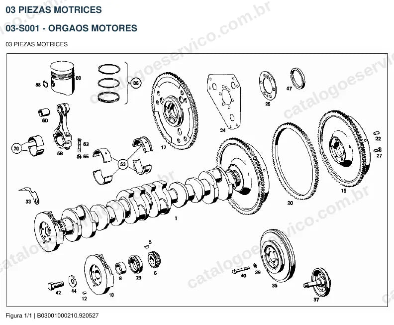 Vista explodida do catálogo de peças do motor Mercedes-Benz M 130 — figura 2